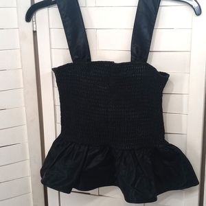 TCEC Faux Leather Ruffle Tube Top